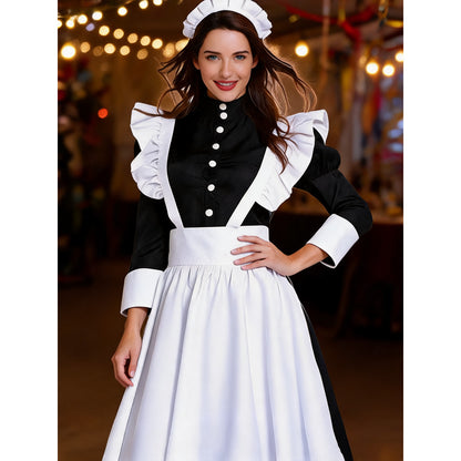 Cosplay Costume: Black-and-White Dress with Apron lifestyle view