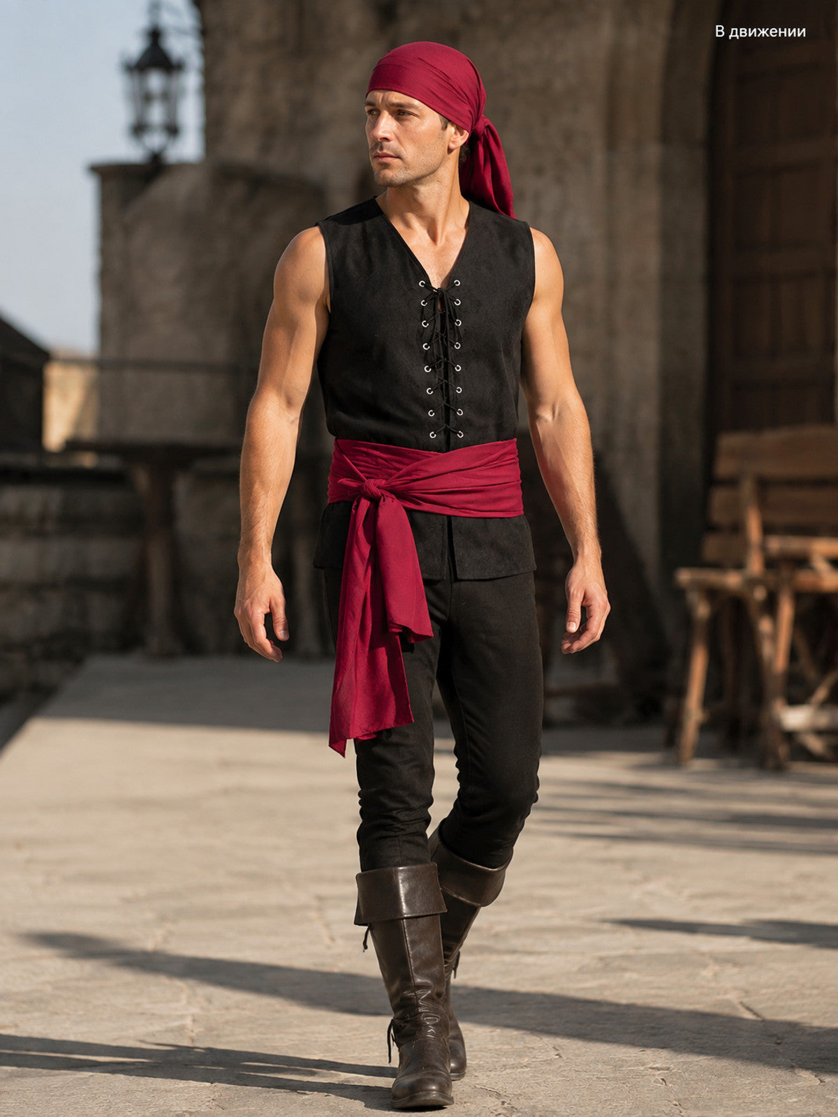 Medieval Renaissance Lace-Up Vest for Cosplay lifestyle view