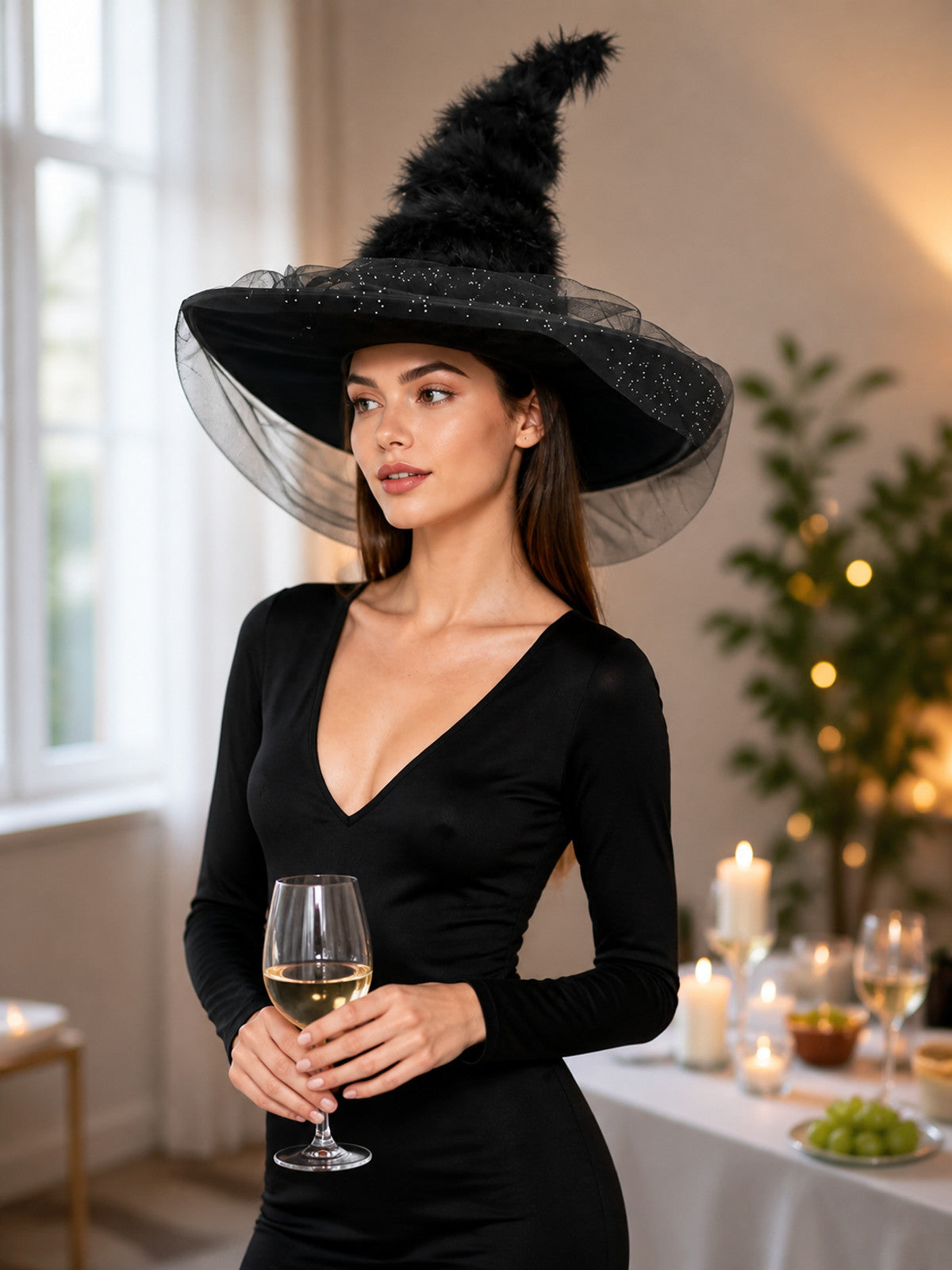 Halloween Witch Hat with Veil lifestyle view