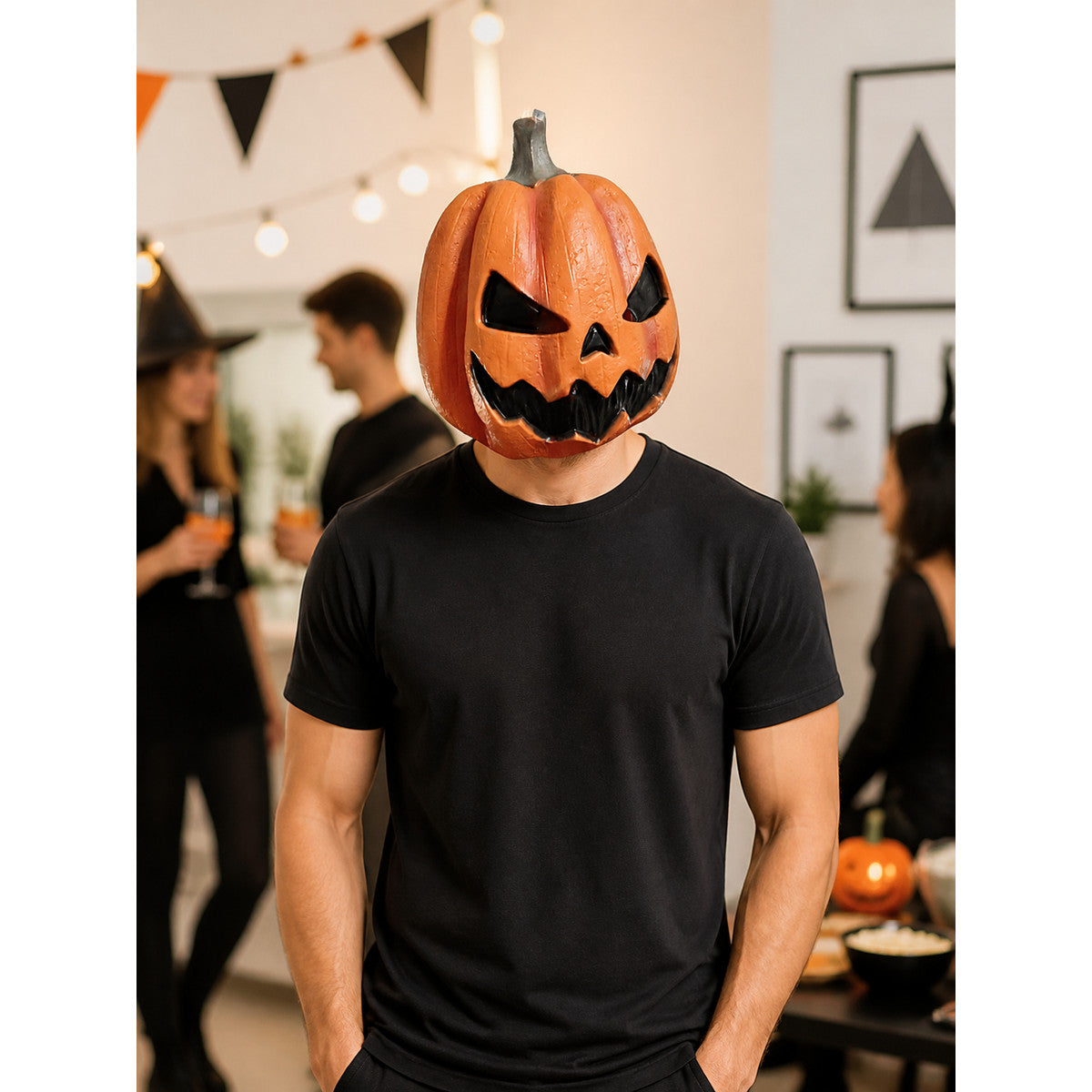 Pumpkin Carnival Mask for Halloween and Cosplay lifestyle view