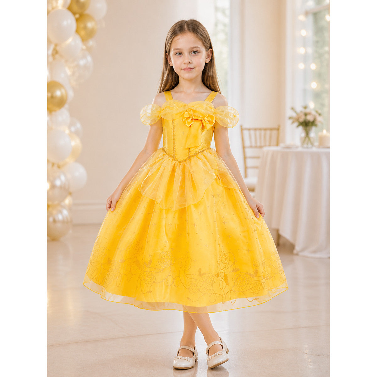 Yellow Princess Costume for Halloween and Cosplay lifestyle view