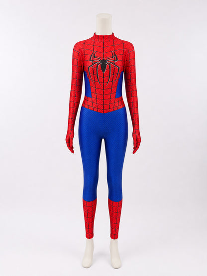 Kids Spider-Themed Full-Body Jumpsuit Costume With Attached Hooded Mask main product view