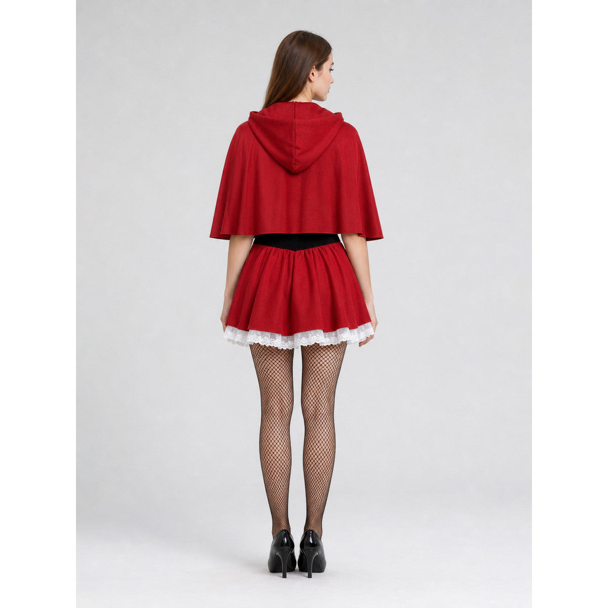 Little Red Riding Hood Costume with Hood for Halloween back view