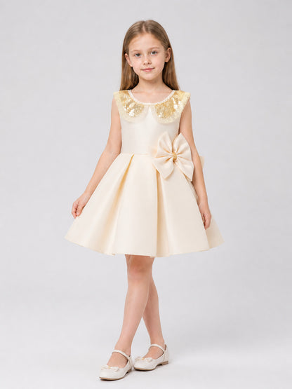 Dressy Dress with Bow, Lace, and Full Skirt