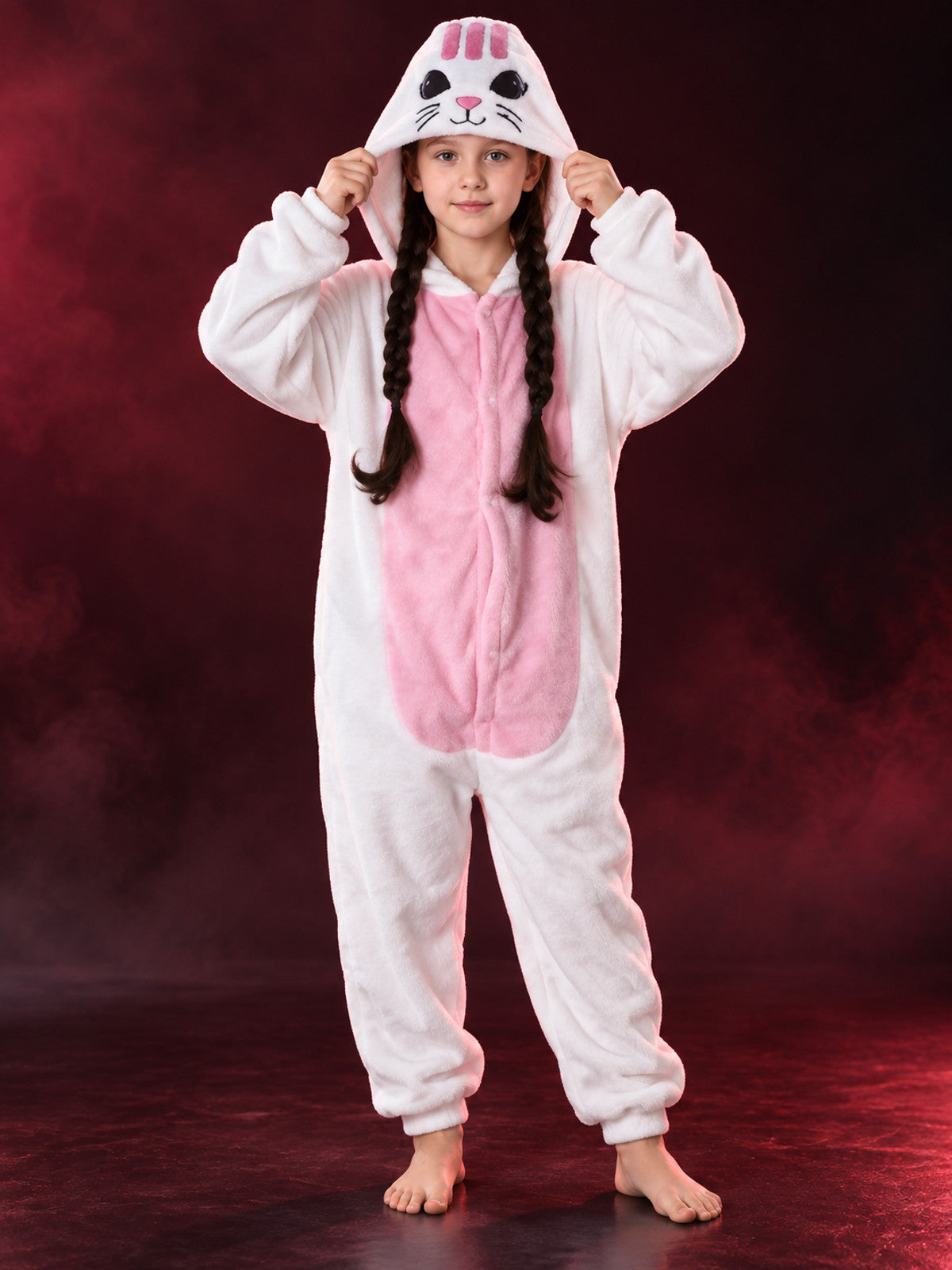 Kids' Hooded Rabbit Ears Pajama Jumpsuit