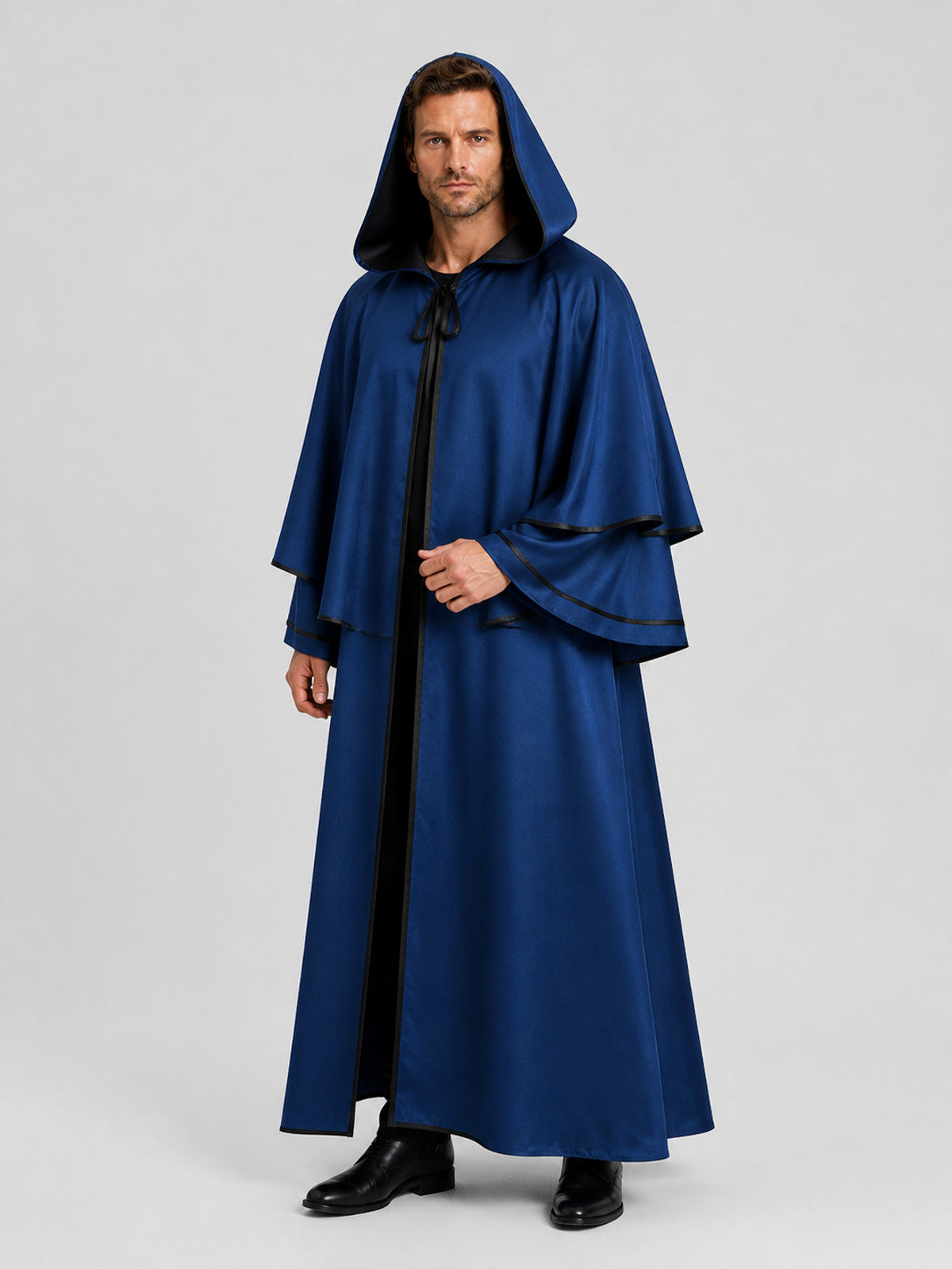 Long Blue Hooded Cloak for Death Cosplay Costume Capes detail