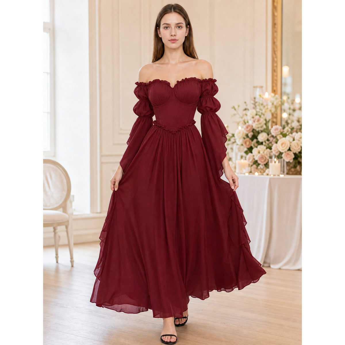 Long Vintage-Style Evening Dress lifestyle