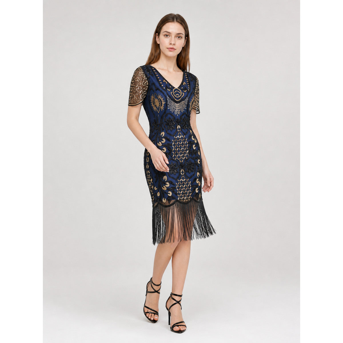 Fringed Cocktail Dress in 1920s Style