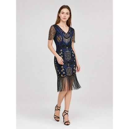 Fringed Cocktail Dress in 1920s Style