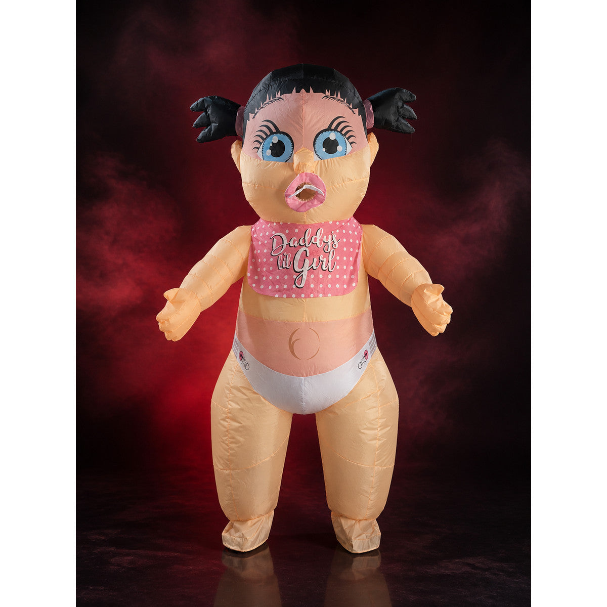 Unisex Inflatable Baby Doll Costume with Twin Pigtails and Polka Dots for main product view