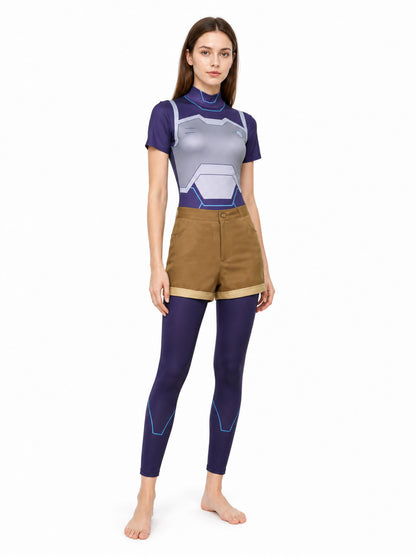 Zoe Cosplay Costume: T-Shirt, Shorts, Leggings Costumes detail