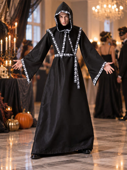 Vampire Costume: Black with Hood and Belt
