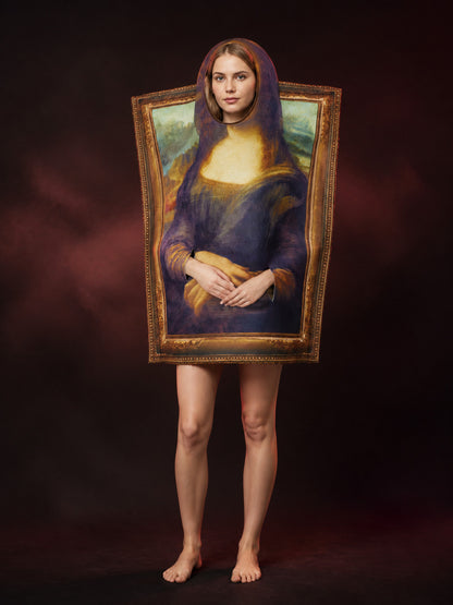 Vintage Portrait Frame Bodysuit Costume, Mona Lisa Style Halloween Outfit main product view