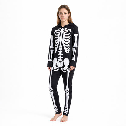 Black and White Skeleton Costume with Hood for Cosplay lifestyle