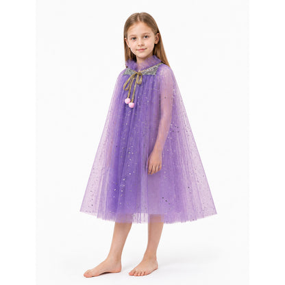 Children's Purple Carnival Cape with Stars Costume Capes detail