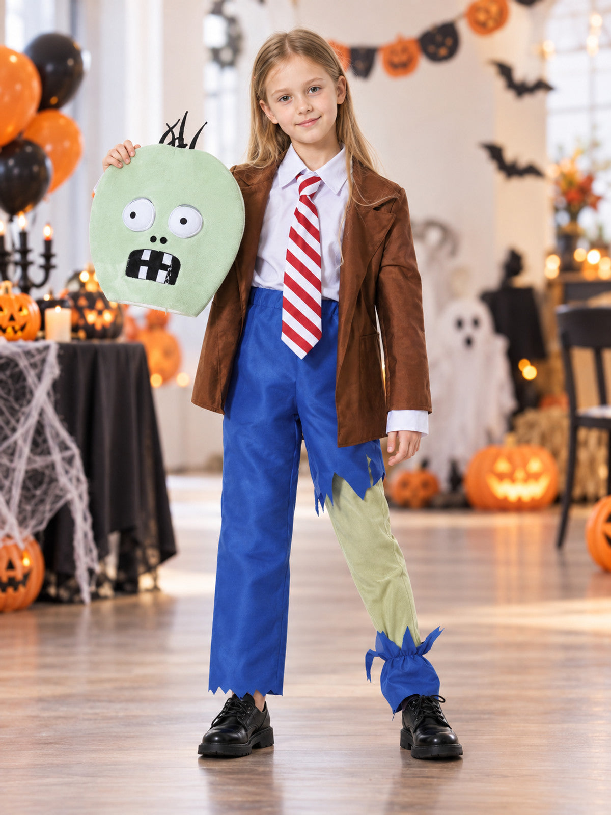 Kids' Zombie Carnival Costume with Mask and Tie