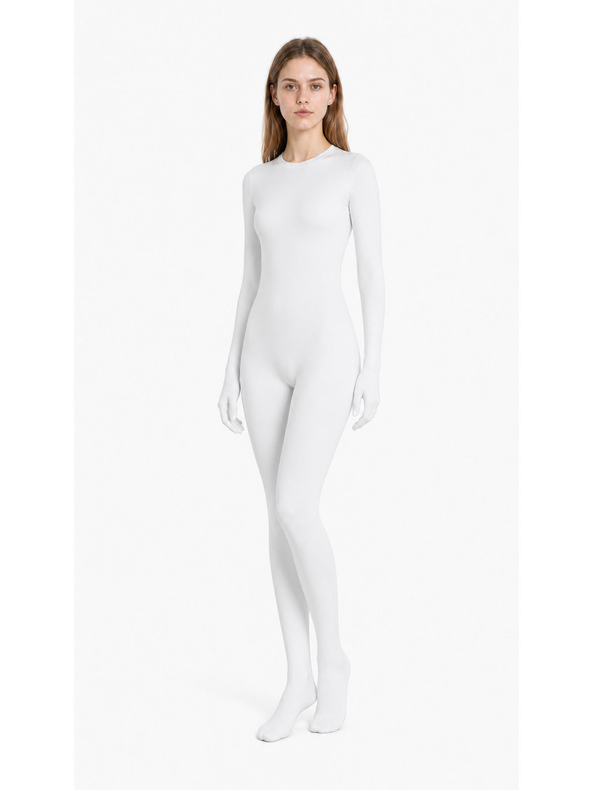 White Hooded Bodysuit with Gloves and Socks