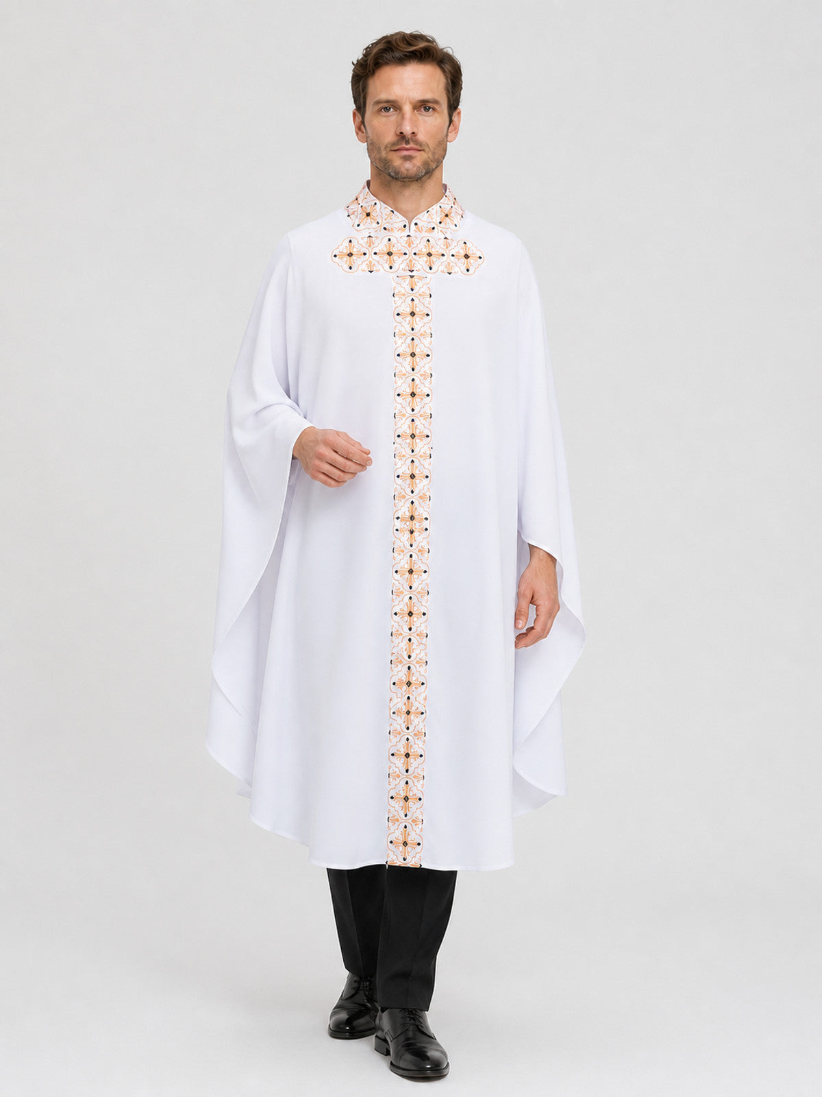 White Cosplay Shirt with Geometric Pattern