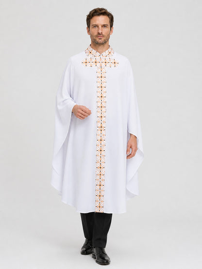 White Cosplay Shirt with Geometric Pattern
