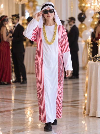 Carnival Costume with Scarf and Red Stripes