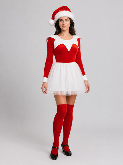 Short Red and White Dress with a Full Skirt Costume Dresses detail