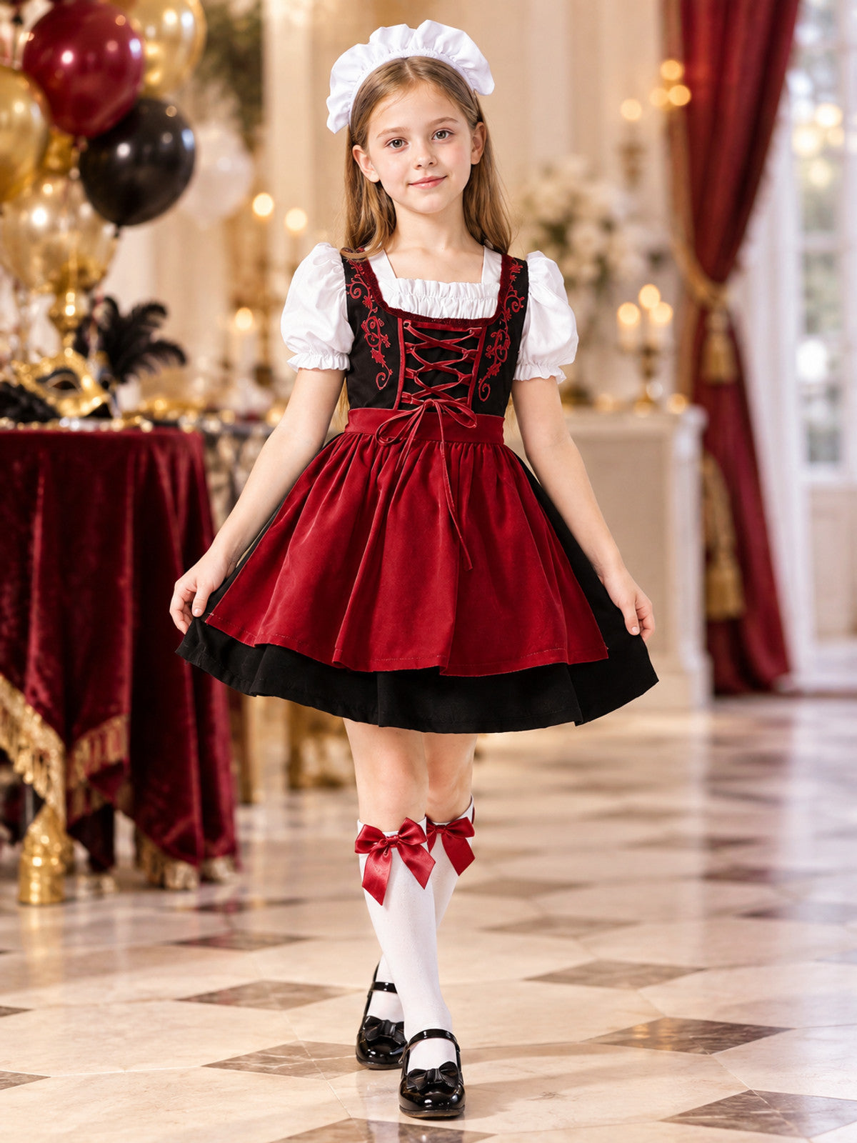 Kids' Bavarian-Style Dirndl Costume with Apron