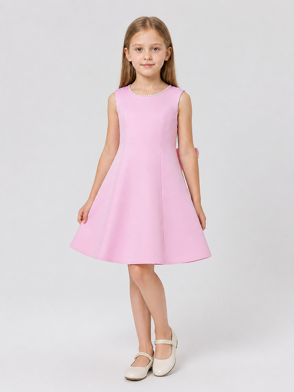 Pink Princess Dress with Pearl Decoration Costume Dresses detail