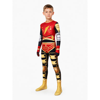 Cosplay Jumpsuit with Zipper and Geometric Print Costumes detail