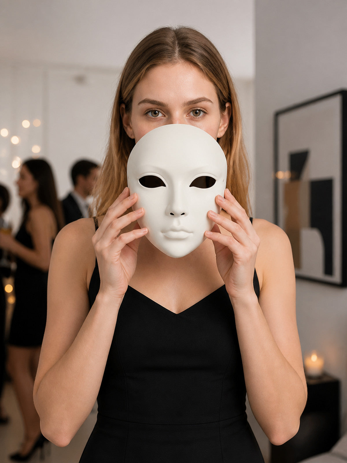 White Full-Face Halloween Mask for Cosplay