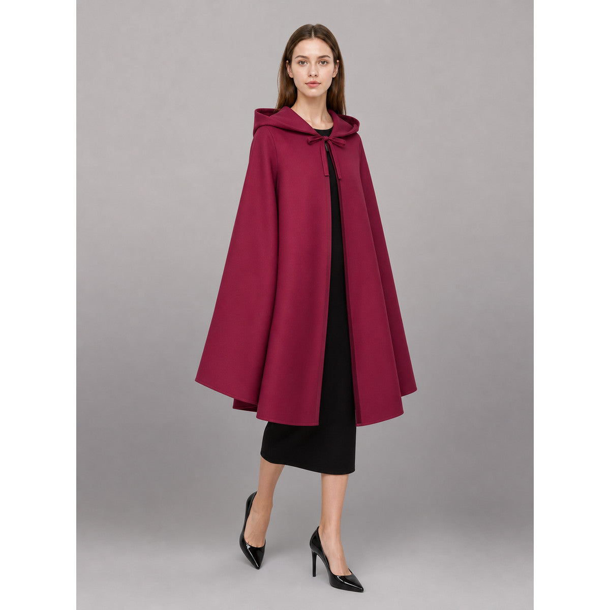Maroon Medieval Hooded Carnival Cloak
