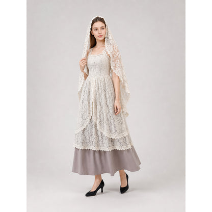 Retro Dress with Lace Head Covering