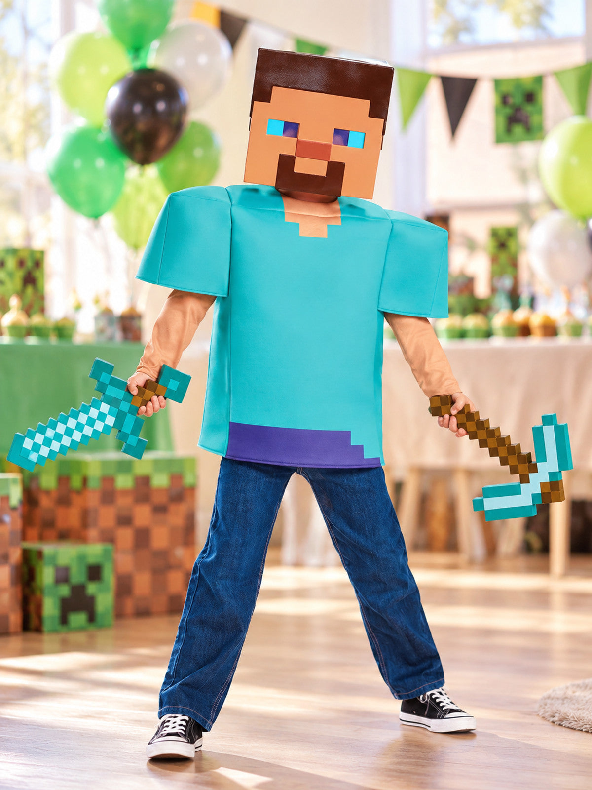 Pixel-Style Carnival Costume with Headpiece