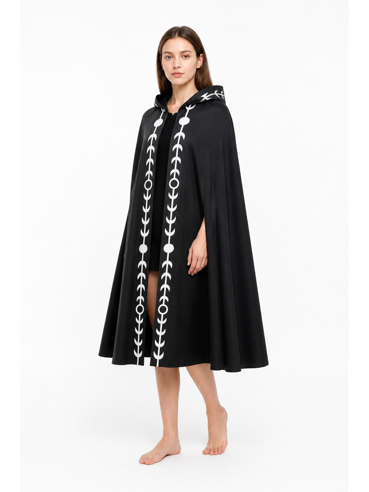 Long Black Hooded Cloak Cape Costume Capes detail