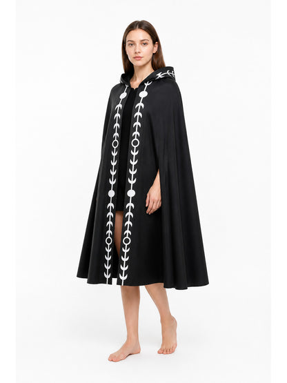 Long Black Hooded Cloak Cape Costume Capes detail