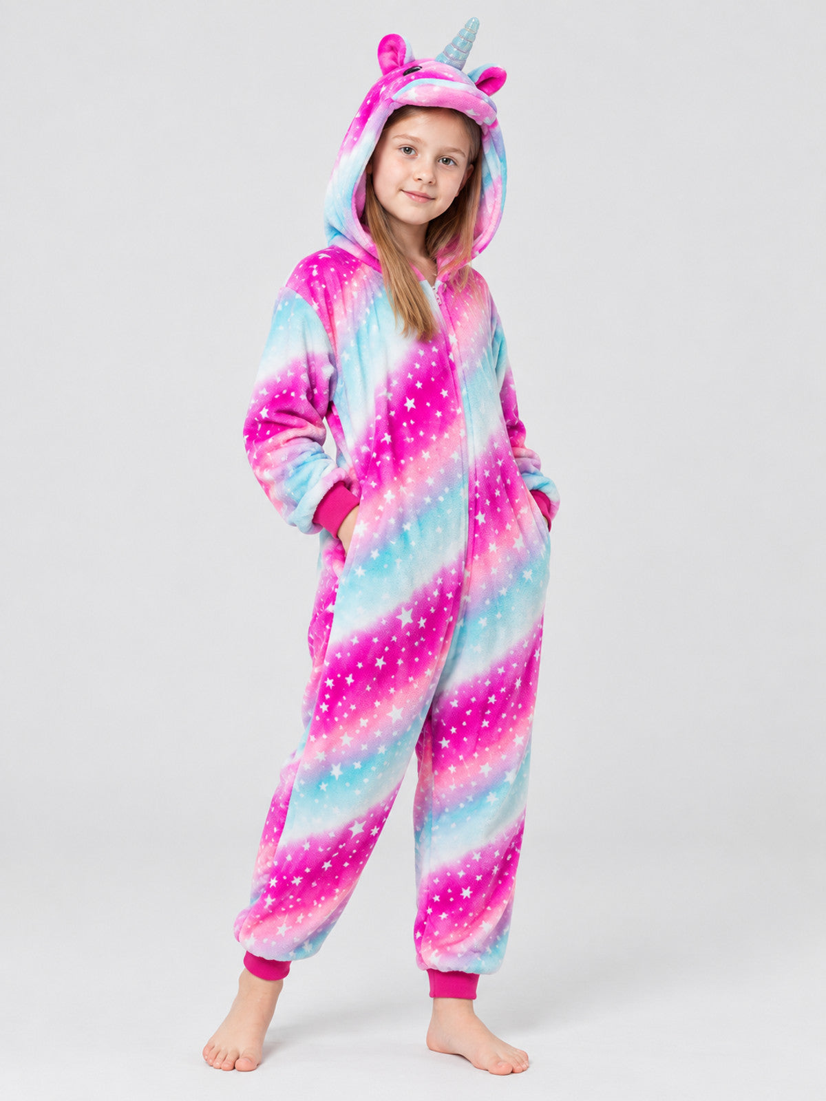 Hooded Pajama Jumpsuit with Horn and Ears