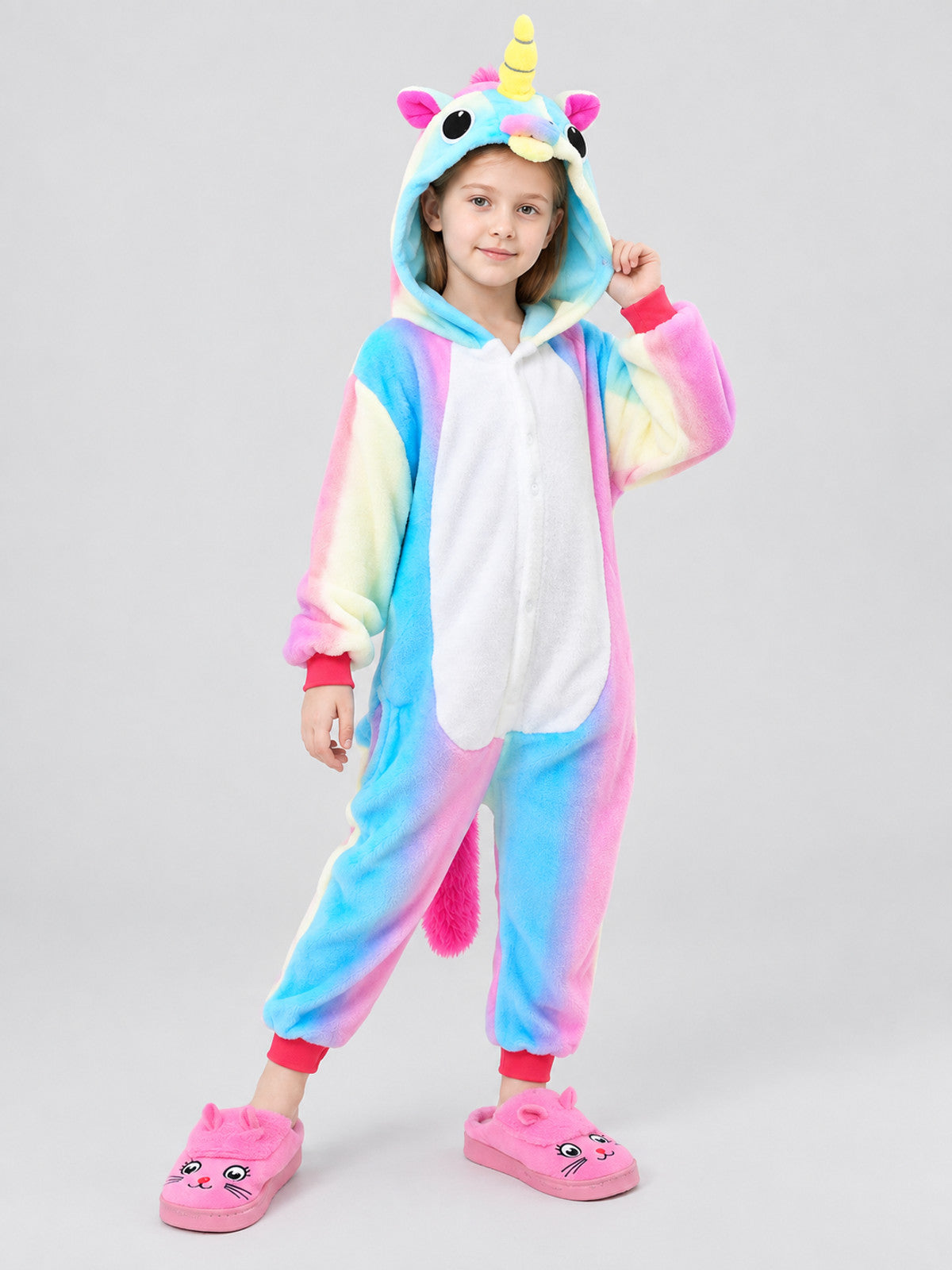 Kigurumi Pajama with Hood and Decorative Tail