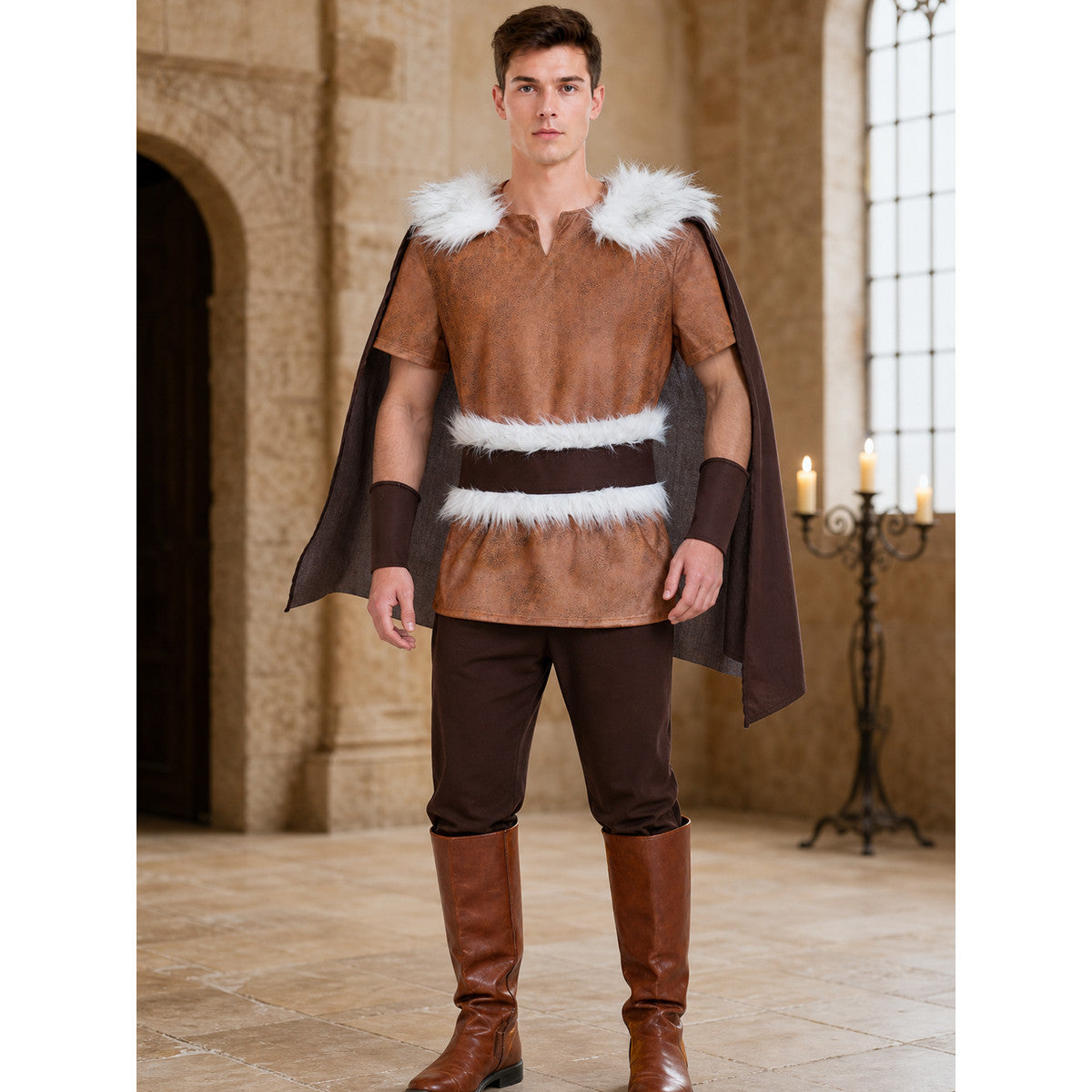 Medieval Costume with Cloak, Belt, and Boots lifestyle view