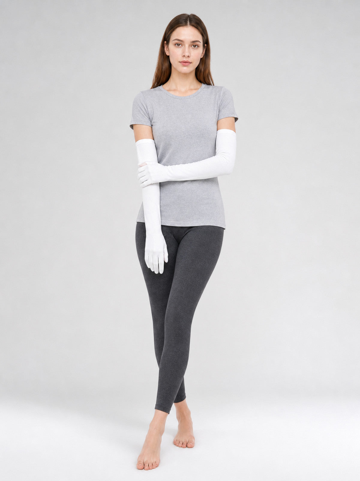 Long White Gloves with Enclosed Fingers