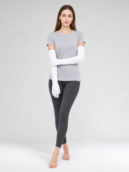 Long White Gloves with Enclosed Fingers