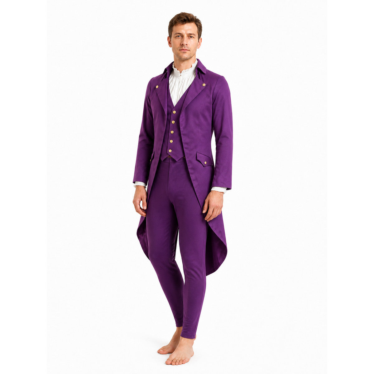 Men's Medieval Long Tailcoat with Gold-Tone Buttons Costumes detail