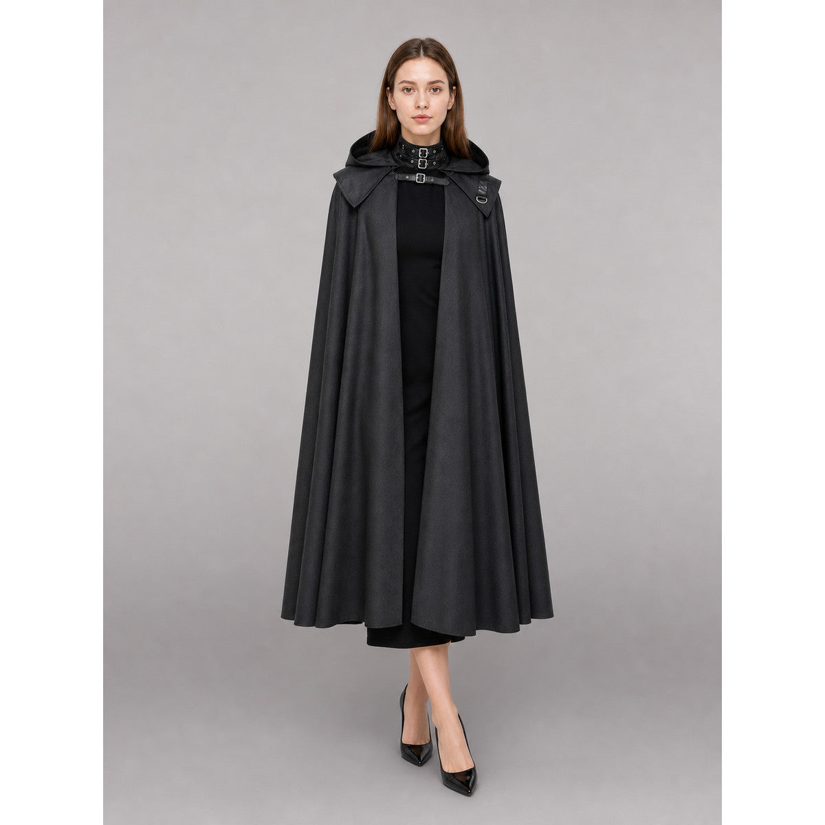 Black Gothic Hooded Carnival Cloak