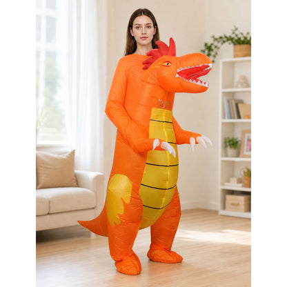 Inflatable Dragon Costume, Orange, One Size lifestyle view