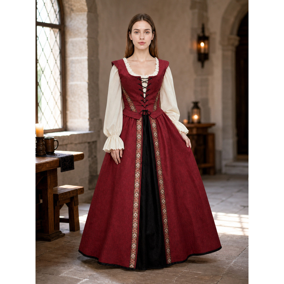Renaissance-Style Dress with a Square Neckline lifestyle view