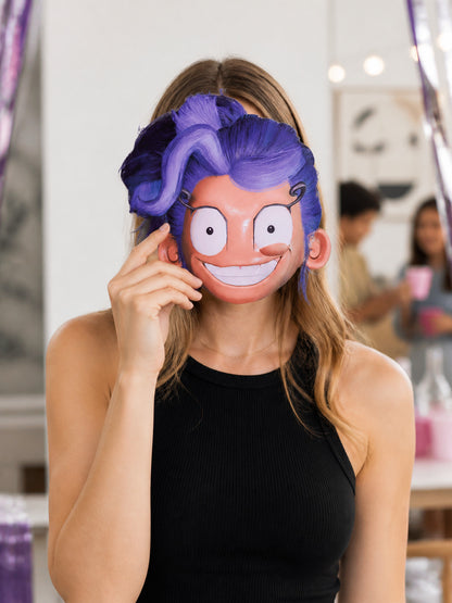 Cosplay Mask with Purple Hair and Black Glasses