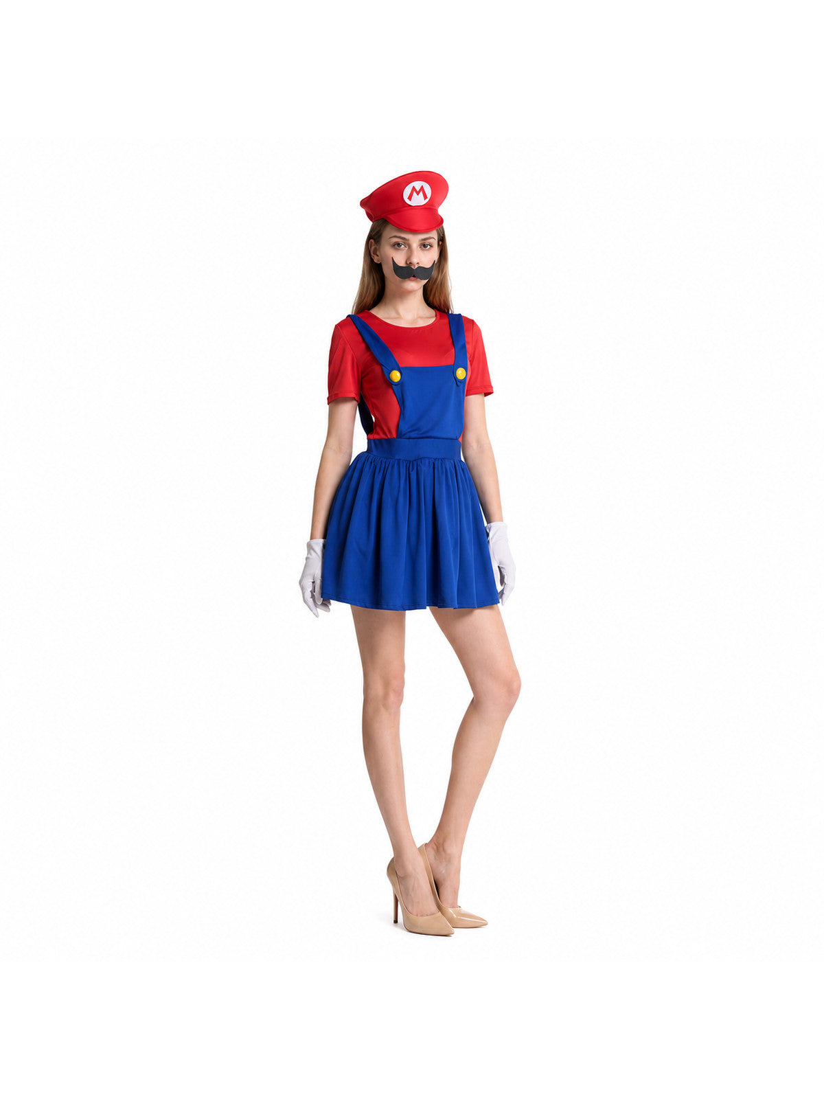Children's Mario Costume with Hat and Mustache Costume Headwear detail