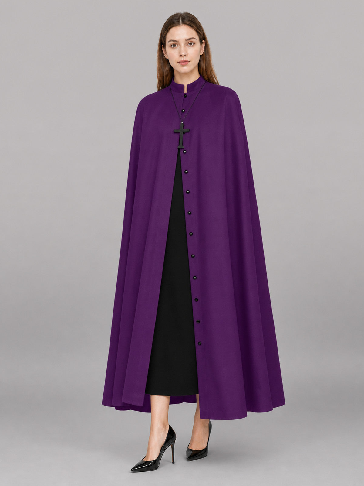 Purple Long Carnival Cloak with Hood