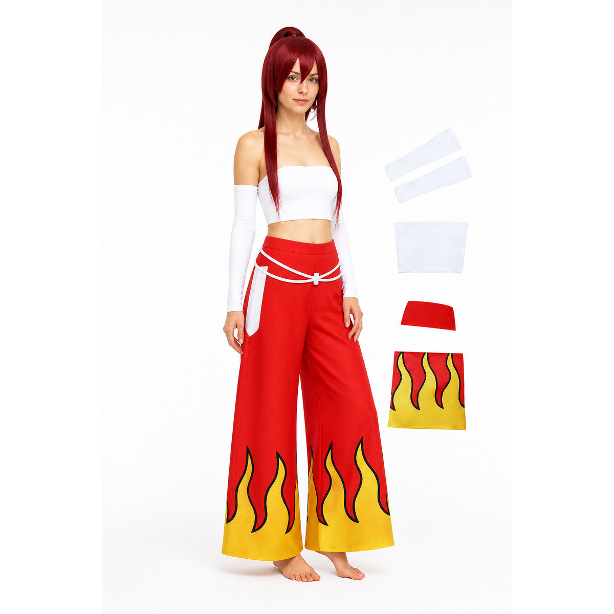 Cosplay Costume with Red Pants and Wig for Halloween Costume Wigs detail