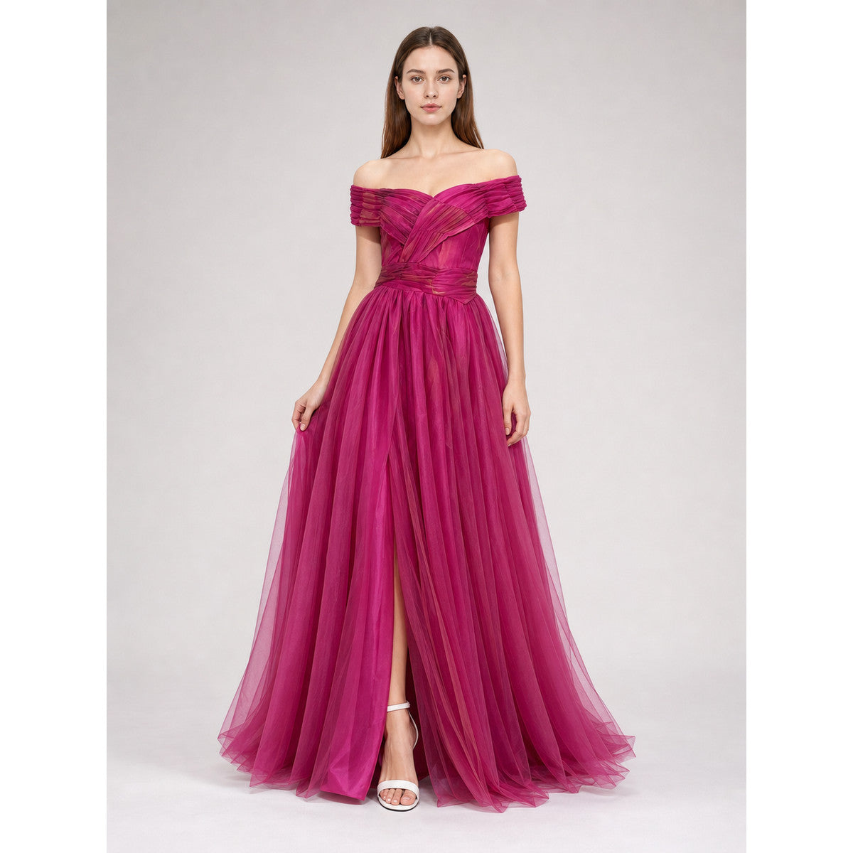 Off-the-Shoulder Evening Dress with Draping lifestyle
