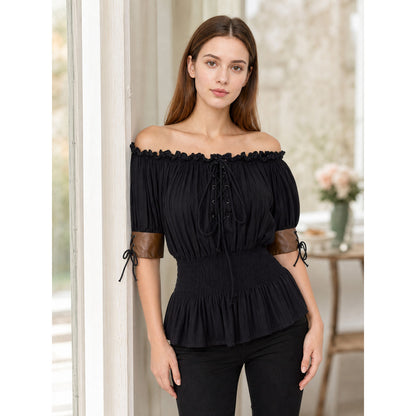 Gothic Off-the-Shoulder Lace-Up Top