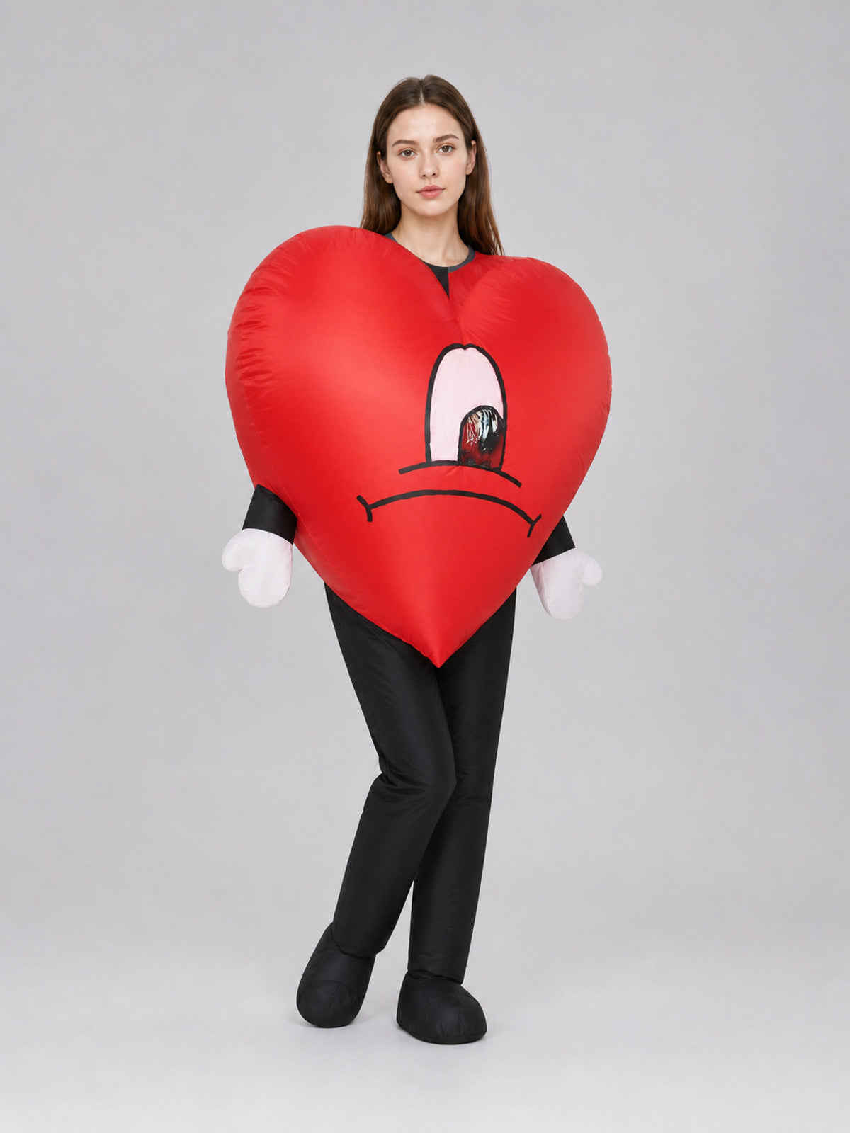 Red Heart Plush Toy with a Sad Face
